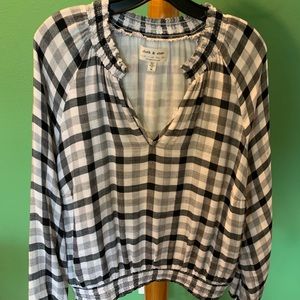 CLOTH & STONE Anthropologie Plaid Top XL